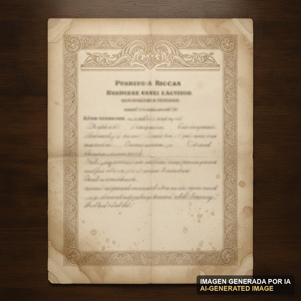 Documento de muestra generado por IA: certificado envejecido