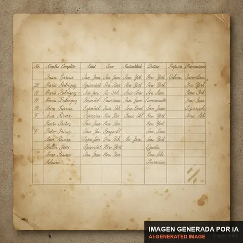 Documento de muestra generado por IA: lista de pasajeros