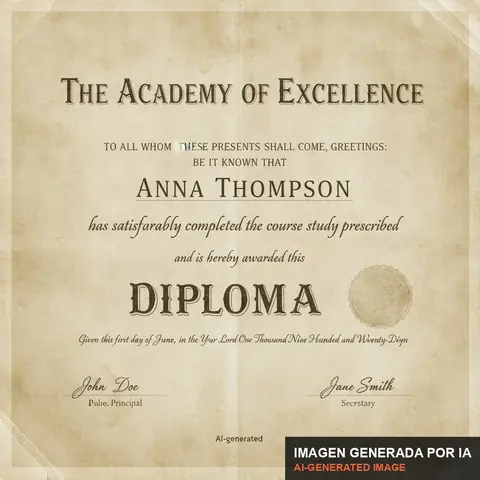 Documento de muestra generado por IA: diploma escolar