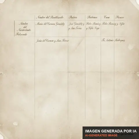 Documento de muestra generado por IA: partida de bautismo