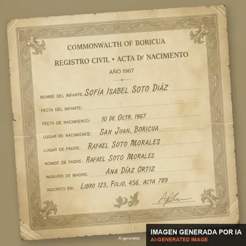 Documento de muestra generado por IA: certificado de nacimiento